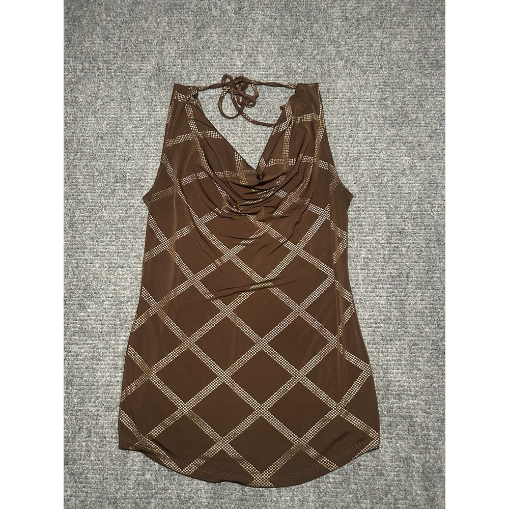 Vintage‎ Y2K Southpole Collection Ladies Sleeveless Top Brown/Gold Size Large